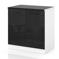 Szafka Kuchenna Stojąca Z Blatem Modułowa 80cm Spremium Czarny Połysk