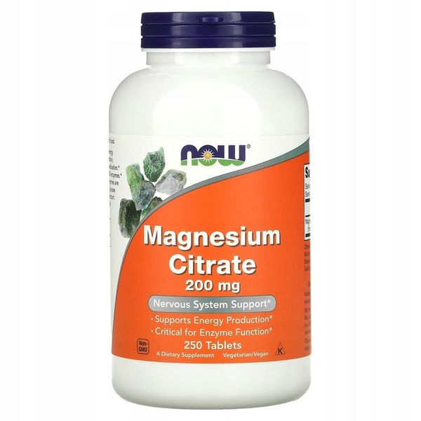 Now Foods Magnesium Citrate suplement diety 250 tabletek zdjęcie 2