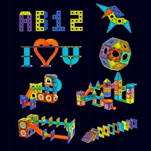 Klocki magnetyczne konstrukcyjne 49el 3D edukacyjne duży zestaw dla dzieci na Arena.pl