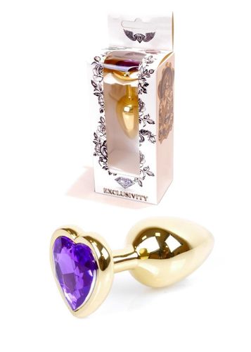 Plug-Jewellery Gold  Heart Plug- Purple na Arena.pl