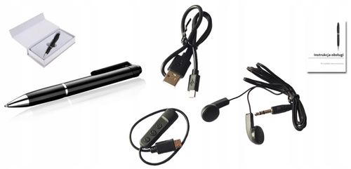 DŁUGOPIS REJESTRATOR SZPIEGOWSKI Z WBUDOWANYM DYKTAFONEM PODSŁUCHEM 16GB na Arena.pl