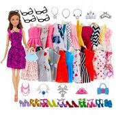 ZESTAW UBRANEK DLA LALEK 35 SZT SUKIENKI BUTY AKCESORIA