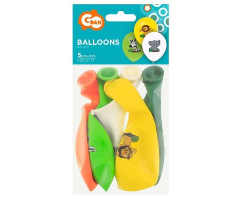 Balony safari urodziny dżungla, 30 cm 5 szt. na Arena.pl