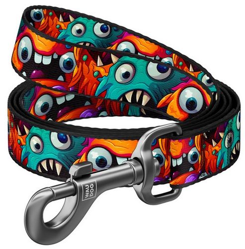 Collar Waudog Nylon Smycz Nylonowa L-Xxl 25Mm/200Cm, Wzór Zębate Potwory na Arena.pl