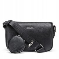 Torebka Damska Listonoszka Z Saszetką PUCCINI Czarna Na Pasku BML066M-1