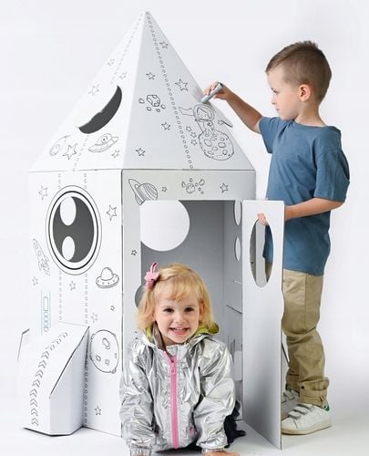 ZABAWKI DLA DZIECI KREATYWNA RAKIETA KOSMICZNA KARTONOWA DO MALOWANIA na Arena.pl