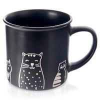 Kubek Koty Kotki do Napojów Picia Kawy Herbaty Ziół Ceramiczny Czarny 500ml