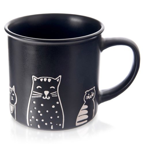 Kubek Koty Kotki do Napojów Picia Kawy Herbaty Ziół Ceramiczny Czarny 500ml na Arena.pl