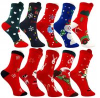 10x SKARPETY ŚWIĄTECZNE DAMSKIE NA MIKOŁAJKI ŚWIĘTA PREZENT POD CHOINKĘ HIT