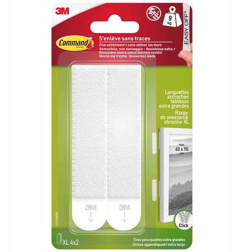 Rzepy Samoprzylepne COMMAND bez wiercenia XL 8szt (4 pary) - do 9Kg - na Arena.pl