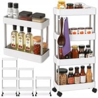 PÓŁKA ŁAZIENKOWA SZAFKA KUCHENNA REGAŁ MOBILNY NA KÓŁKACH 4 POZIOMY BIAŁA