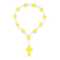 Drewniany różaniec bransoletka dziesiątka żółty