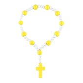 Drewniany różaniec bransoletka dziesiątka żółty