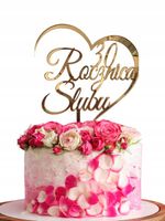 TOPPER NA TORT ROCZNICA ŚLUBU toper rocznice 30 40 50 60 zloty PLEXI