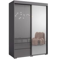 Szafa przesuwna z lustrem Torino 2D1L 140 Szara (lacobel)