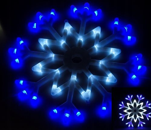 ŚNIEŻYNKA DWUSTRONNA GWIAZDA ŚWIECĄCA LAMPKI LED BIAŁO-NIEBIESK+PROGRAMATOR na Arena.pl