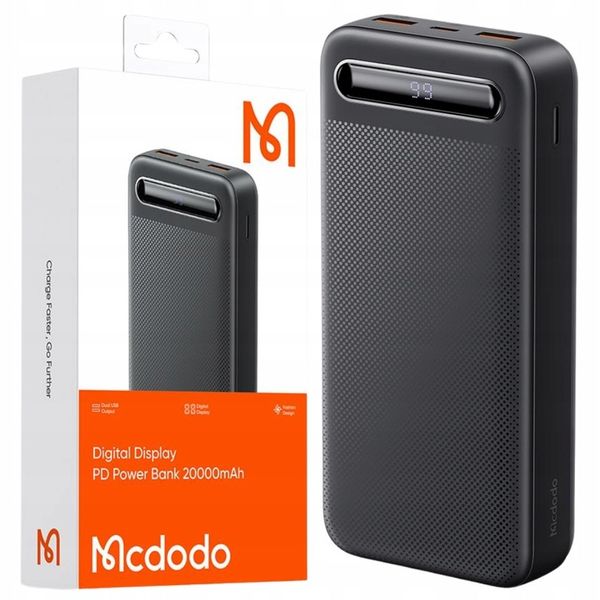 MCDODO POWERBANK 20000MAH Z WYŚWIETLACZEM 2X USB USB-C 2A 10W + KABEL USB-C zdjęcie 1