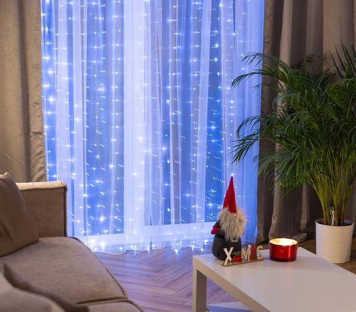 KURTYNA ŚWIETLNA LAMPKI SOPLE DRUCIKI 200 LED 2x2m GIRLANDA USB + ADAPTER na Arena.pl