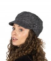 Kaszkiet Damski Dwa Guziki Grafitowy WełnaUniwersalny Stylowy Elegancki