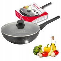 Patelnia Wok marmurowa 28cm, nieprzywierająca, z pokrywką KLAUSBERG