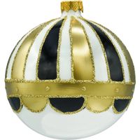 Bombka okrągła biała: czarno-złoty 2 sztuki