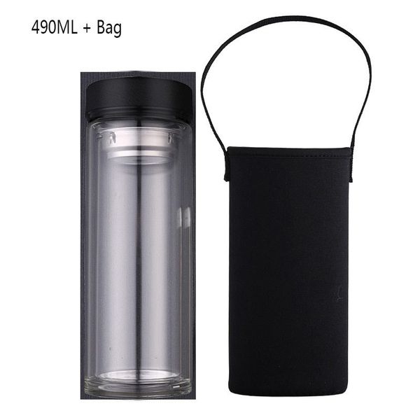 Kubek Termiczny - Szkło Boro Krzemowe - Podwójne - Idealny Do Pracy - Szkoły 490ml Style B zdjęcie 1