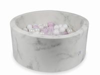 Suchy basen 90x40 marmur z piłeczkami 300szt (różowe jasne perłowe, białe, przezroczyste, perłowe)