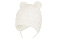 BROEL Gabriella czapka na zimę dla dziewczynki dwa pompony ecru 39-41