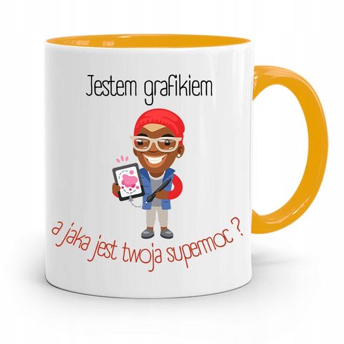 Kubek Żółty Prezent Dla Grafika Jestem Grafikiem Z Nadrukiem Ze Zdjęciem na Arena.pl