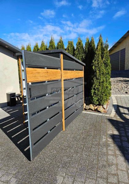 Wiata śmietnikowa 1,2x2 m Antracyt + złoty dąb - pad tył GP356 zdjęcie 7