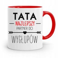 Kubek Czerwony Dla Taty Najlepszy Partner Z Nadrukiem Ze Zdjęciem