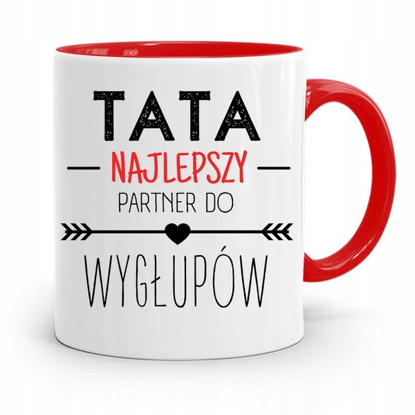 Kubek Czerwony Dla Taty Najlepszy Partner Z Nadrukiem Ze Zdjęciem zdjęcie 1