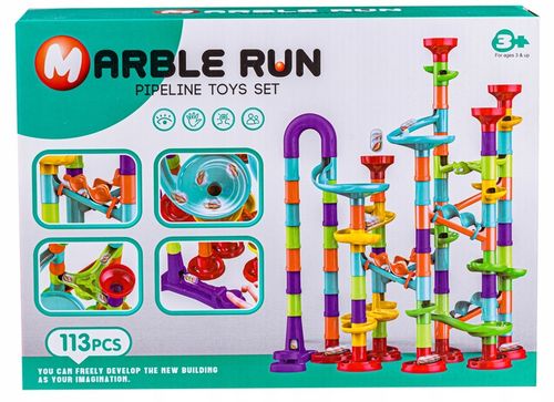 Tor Kulkowy KULODROM ZESTAW 113 el KULKI WYRZUTNIA Zjeżdżalnia dla kulek na Arena.pl