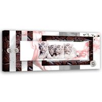 Obraz na płótnie, Abstrakcja z tygrysami 120x40