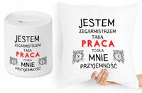 Dla Zegarmistrza Zestaw Poduszka + Skarbonka Z Nadrukiem Ze Zdjęciem