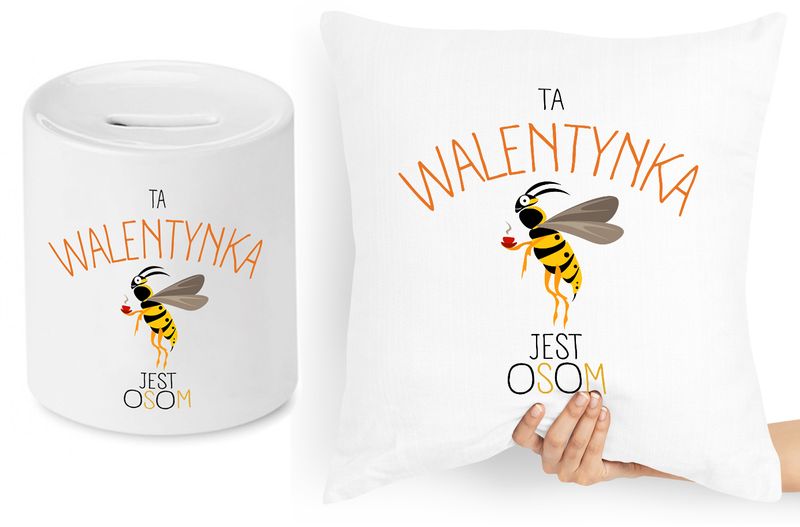 Na Walentynki Zestaw Poduszka + Skarbonka Prezent Z Nadrukiem Ze Zdjęciem zdjęcie 1