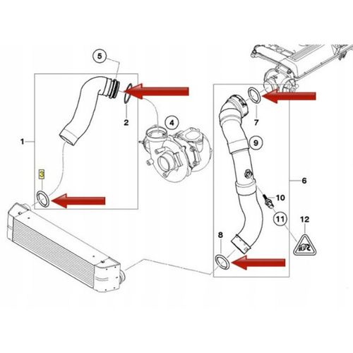 ZESTAW USZCZELEK INTERCOOLERA TURBINY BMW E46 E60 E90 2.5D 3.0D M57 na Arena.pl