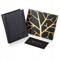 BETLEWSKI portfel męski ze skóry naturalnej bez zapięcia czarny pionowy