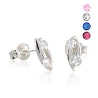 SREBRNE KOLCZYKI Z CYRKONIAMI NA SZTYFT PRÓBA SREBRA 925 DOSTĘPNE RÓŻNE KOLORY