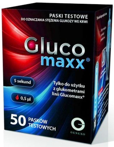GLUCOMAXX 50 sztuk PASKI POMIAR GLUKOZY zdjęcie 2