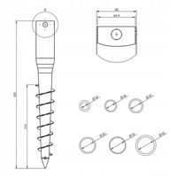 Podstawa wkręcana do ziemi PWO 60/550 regulowana do parasola suszarki kotwa