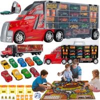 Ciężarówka Resoraki Auta Wyrzutnia 10 autek gra planszowa Laweta Tir