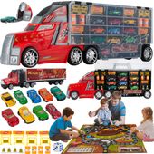 Ciężarówka Resoraki Auta Wyrzutnia 10 autek gra planszowa Laweta Tir