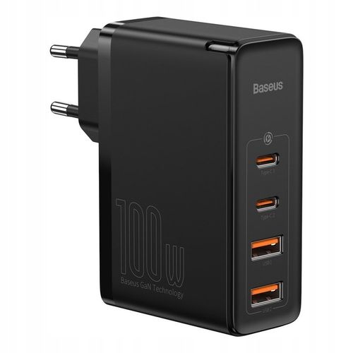 BASEUS MOCNA ŁADOWARKA SIECIOWA ZASILACZ 2X USB USB-C QC 100W + KABEL TYP-C na Arena.pl