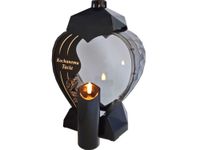 TATA TACIE ZNICZ ZNICZE LAMPION NA GRÓB SERCE RÓŻA ZŁOTO+ŚWIECA LED CZARNA