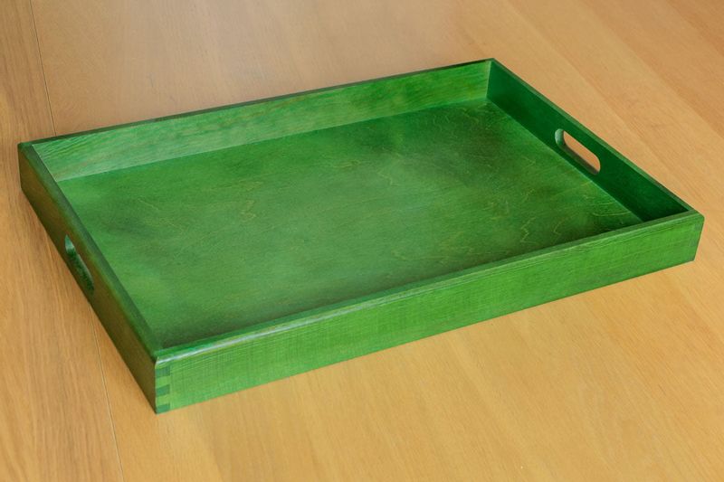 Duża, drewniana taca 60/40 cm, zielona zdjęcie 4