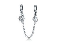 Rodowany srebrny podwójny wiszący charms do pandora ster okrętu kotwica srebro 925 DW018