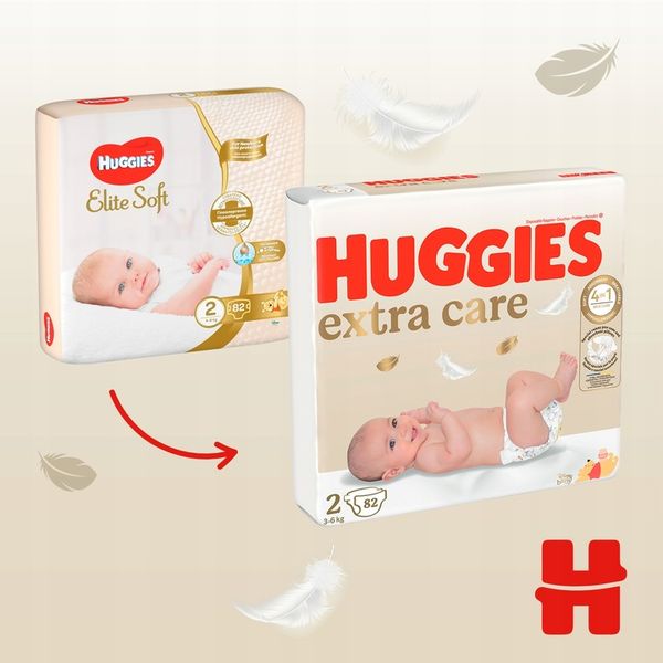 HUGGIES pieluszki Extra Care 2 (3-6kg) 82 szt zdjęcie 3