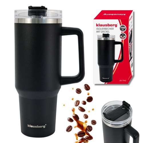 stalowy kubek termiczny termos 1100ml z rączką i słomką klausberg kb-7942 na Arena.pl