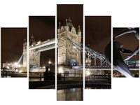 105CM 150CM OBRAZ 5 ELEM FONTANNA TOWER BRIDGE DRUK